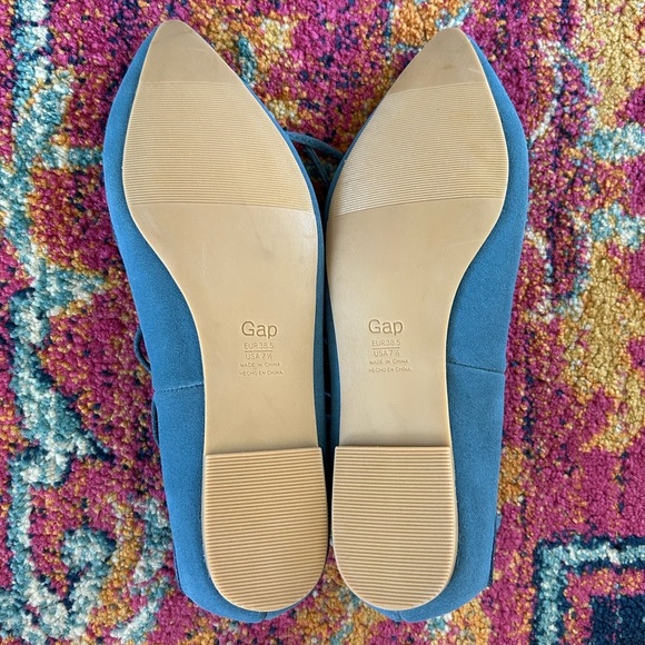 NWOT GAP | Women’s Cornflower Blue Suede Lace-Up Ankle Wrap Ballet Flats, sz 7.5 - Picture 3 of 10